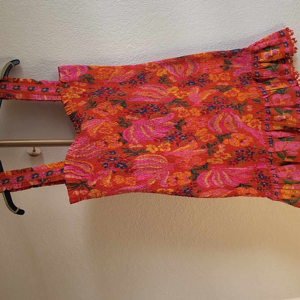 NWT Farm Rio Red Spring Banana Smocked‎ Mini Dress Size L - Picture 9 of 14